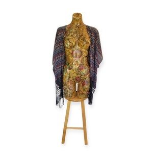 Forever 21 cardigan top open front tassel blue medium large